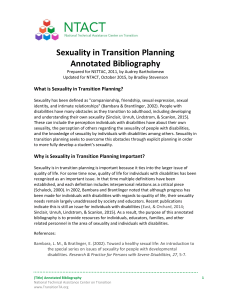 Sexuality in Transition Planning Annotated Bibliography