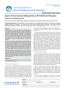 (2014) Impact of new genome editing tools on iPS cell based therapies