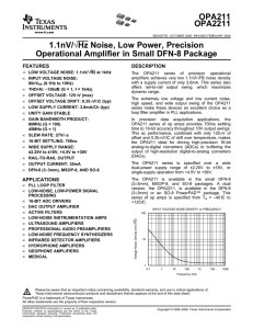 1.1nV/?Hz Noise, Low Power, Precision Operational Amplifier in