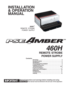 PSE460H Remote Strobe Power Supply Installation Guide