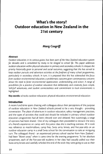 What`s the story? Outdoor education in New Zealand in the 21st