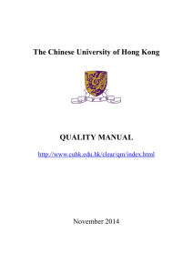 The Chinese University of Hong Kong QUALITY MANUAL