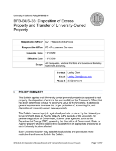 BFB-BUS-38: Disposition of Excess Property and Transfer of