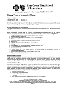 Allergy Tests of Uncertain Efficacy