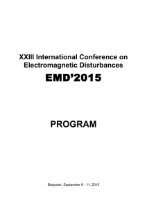 XV International Conference on Electromagnetic Disturbances