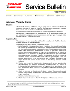 Alternator Warranty Claims Bulletin No. 2009-01