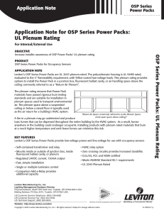 Application Note for OSP Series Power Packs: UL Plenum