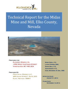 Technical Report for the Midas Mine and Mill, Elko County, Nevada