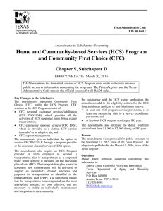 Home and Community-based Services (HCS) Program, effective