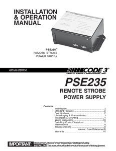 PSE235 Remote Strobe Power Supply Installation Guide