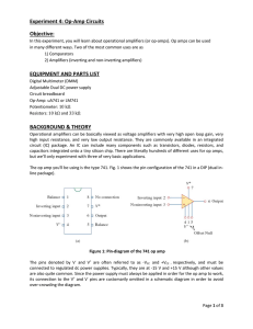 Experiment 4: Op-Amp Circuits Objective: EQUIPMENT AND PARTS