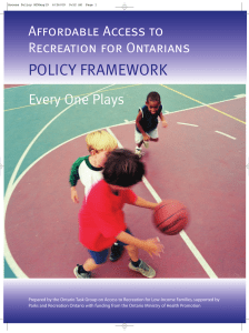 Affordable Access to Recreation for Ontarians Policy Framework