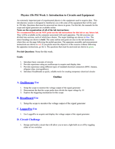 Physics 15b PSI Week 1: Introduction to Circuits and Equipment