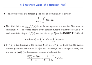 6.1 Average value of a function f(x)