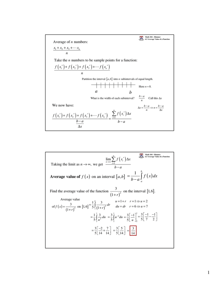 6 5 Average Value Of A Function