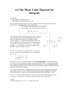 4.4 The Mean Value Theorem for Integrals