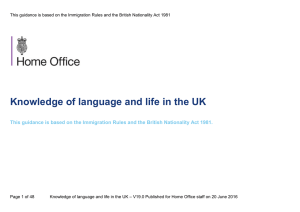 Knowledge of language and life in the UK