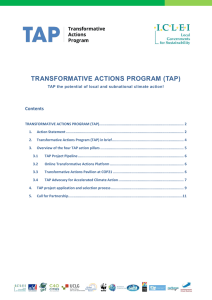 TRANSFORMATIVE ACTIONS PROGRAM (TAP)