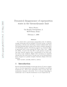 Dynamical disappearance of superposition states in the