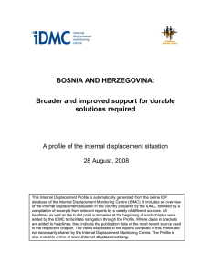 BOSNIA AND HERZEGOVINA - The Internal Displacement