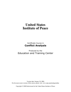 Conflict Analysis - United States Institute of Peace