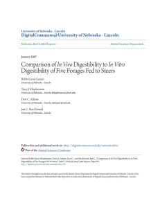 Comparison of In Vivo Digestibility to In Vitro Digestibility of Five
