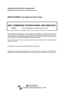 0607 CAMBRIDGE INTERNATIONAL MATHEMATICS
