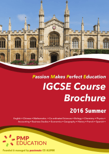 IGCSE Course Brochure IGCSE Course Brochure