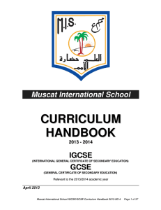 IGCSE Curriculum Handbook - Muscat International School