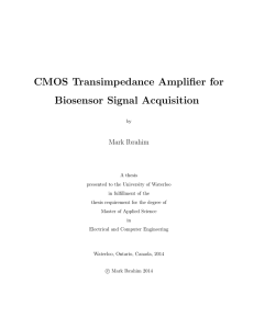 CMOS Transimpedance Amplifier for Biosensor Signal Acquisition