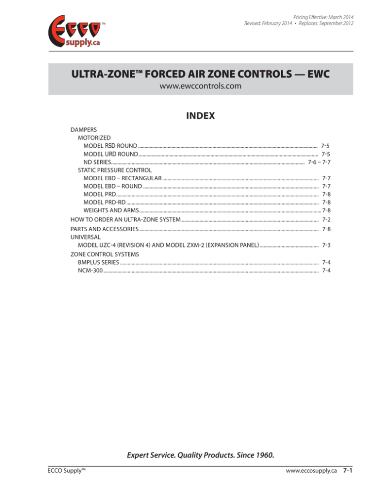 Ultra-Zone Forced Air Zone Controls (EWC) - ECCO Supply