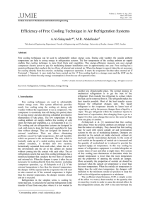 Efficiency of Free Cooling Technique in Air Refrigeration Systems