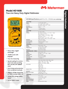 37XR-A True RMS Digital Multimeter Data Sheet