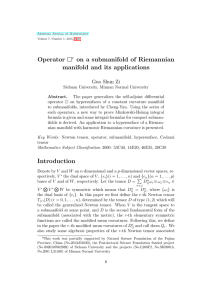 Operator Dr on a submanifold of Riemannian manifold and its