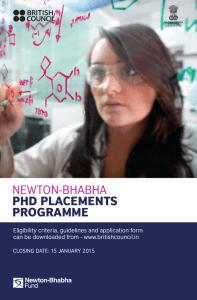 NEWTON-BHABHA PhD Placements Programme