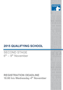 2015 QUALIFYING SCHOOL SECOND STAGE 6 th – 9th November