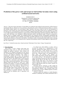 Prediction of the power ratio and torque in wind turbine Savonius