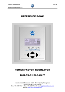 REFERENCE BOOK POWER FACTOR REGULATOR BLR-CX