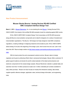 New Product Announcement Mouser Stocks Bourns / Analog