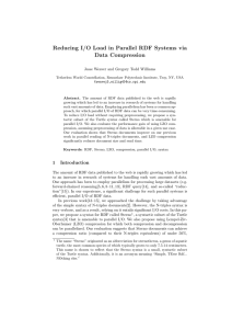 Reducing I/O Load in Parallel RDF Systems via - CEUR