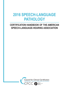 SLP Certification Handbook - American Speech-Language