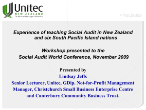 Experience of teaching Social Audit in New Zealand and six South