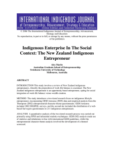 Indigenous Enterprise In The Social Context: The New Zealand