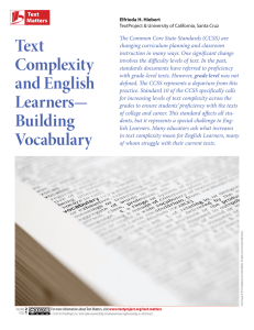 Text Complexity and English Learners: Building Vocabulary