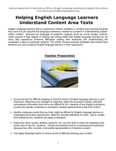 Helping English Language Learners Understand Content Area Texts