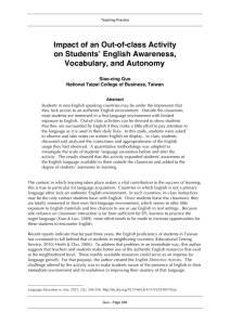 Impact of an Out-of-Class Activity on Students` English Awareness