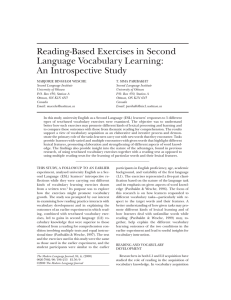 Reading-Based Exercises in Second Language Vocabulary