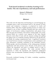 Task-based incidental vocabulary learning in L2 Arabic