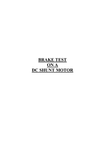 brake test on a dc shunt motor