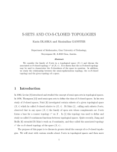 s-sets and co-s-closed topologies